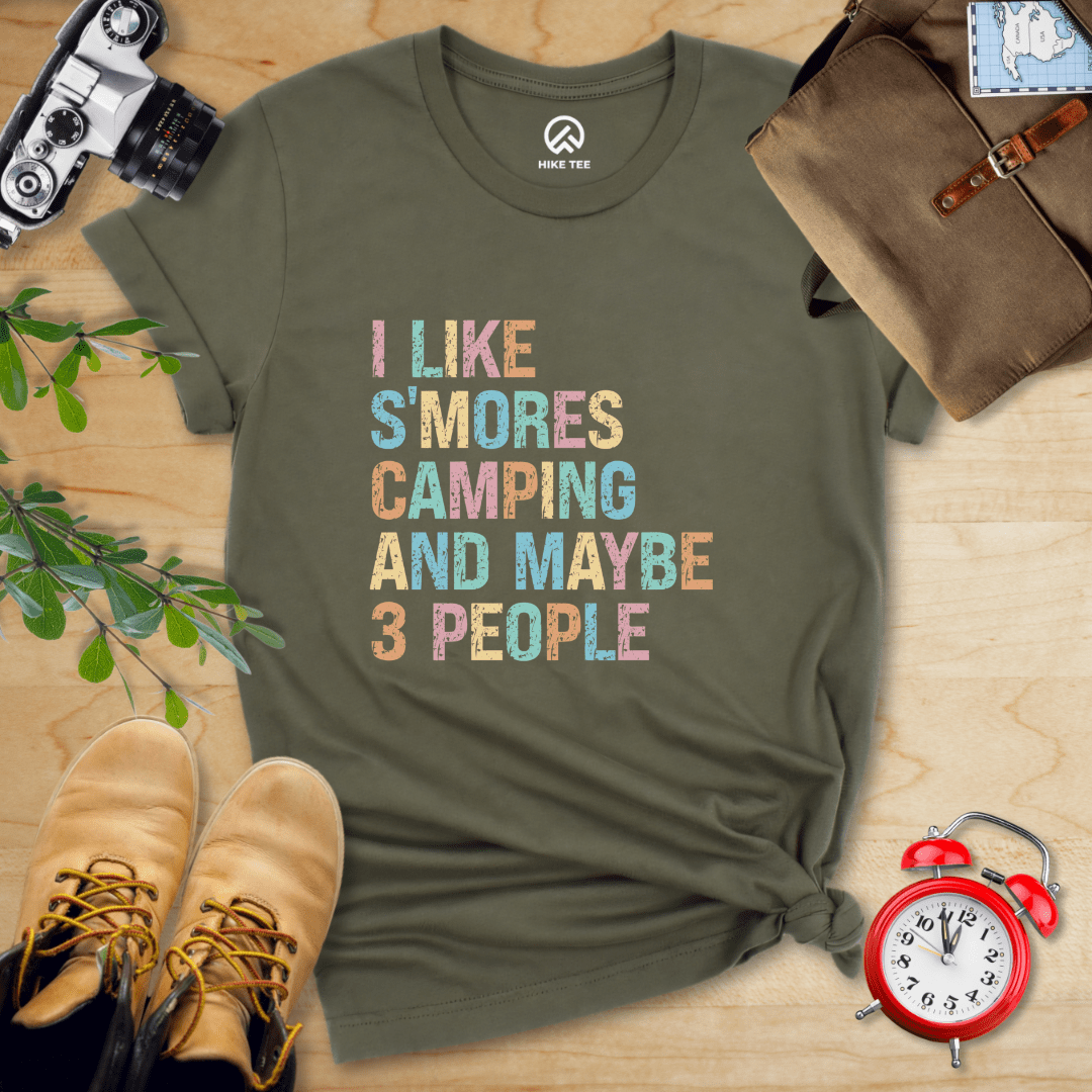 Hike Tee T-Shirt Military Green / S I like Smores Camping Shirt