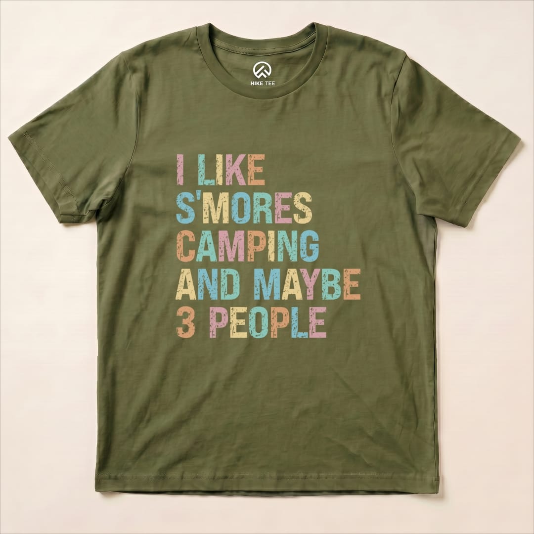 I like Smores Camping Shirt Hike Tee T-Shirt Military Green / S