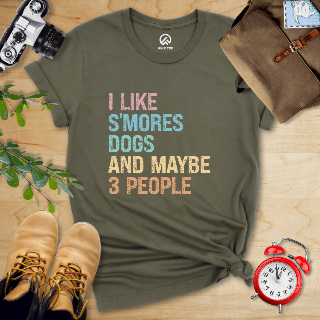 Hike Tee T-Shirt Military Green / S I like Smores Dogs Shirt