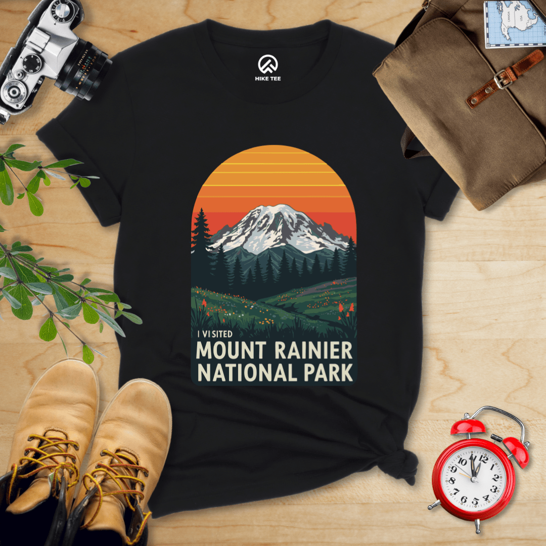 Hike Tee T-Shirt Black / S I visited Mount Rainier Shirt