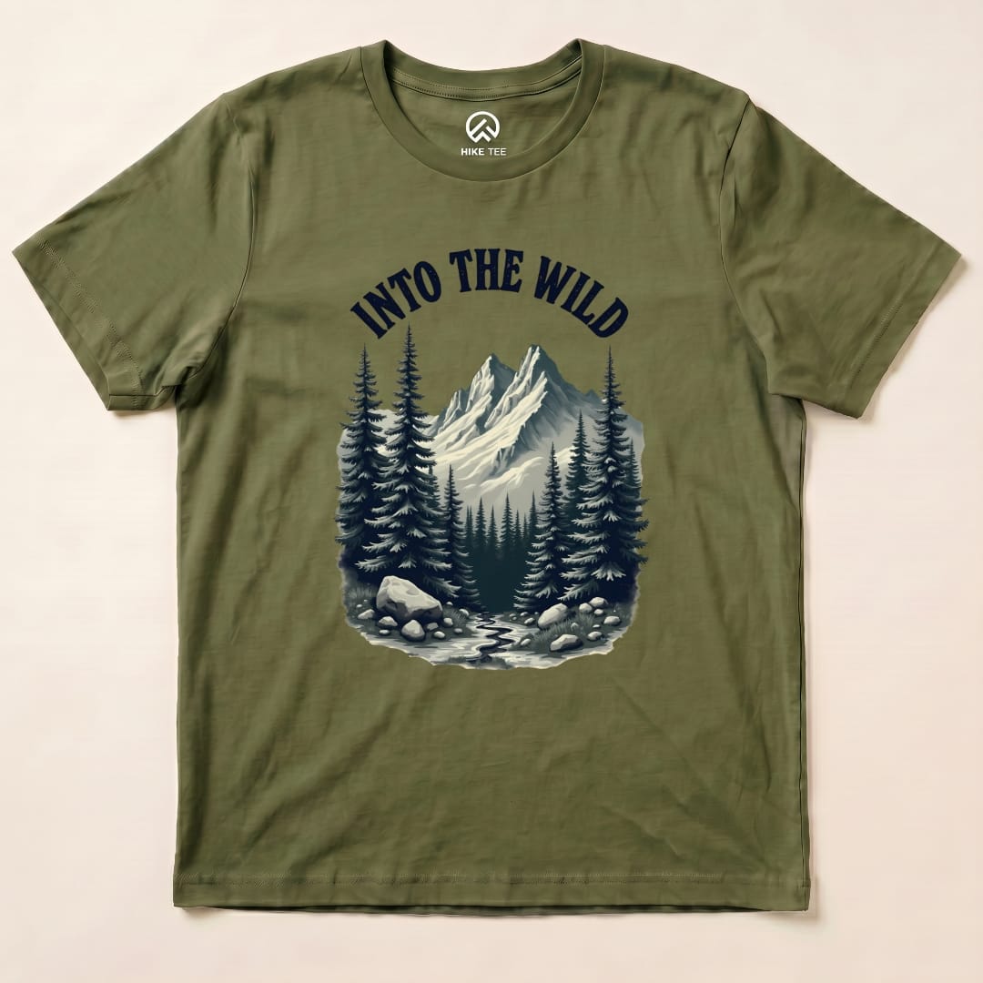 Into The Wild Shirt Hike Tee T-Shirt Military Green / S