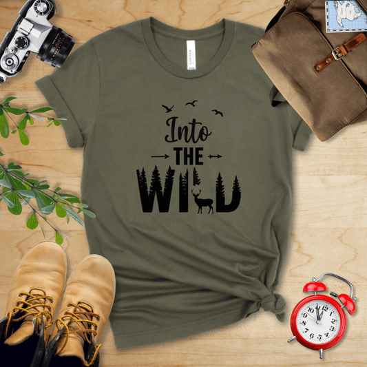 Hike Tee T-Shirt Military Green / S Into The Wild With Deer Shirt