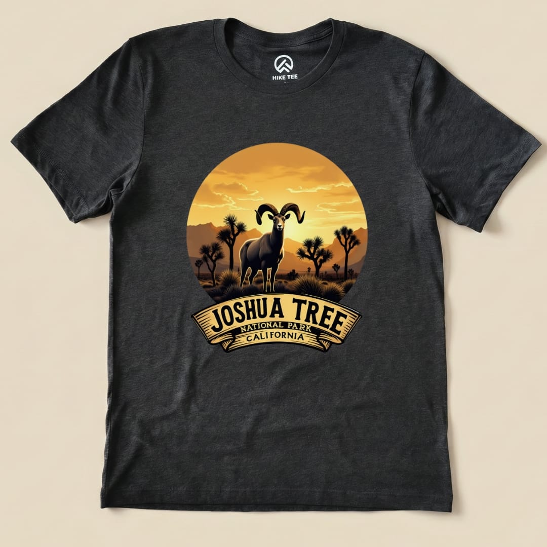 Joshua Tree Bighorn Sheep Shirt Hike Tee T-Shirt Dark Grey Heather / S