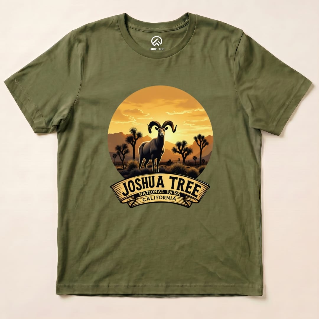 Joshua Tree Bighorn Sheep Shirt Hike Tee T-Shirt Military Green / S