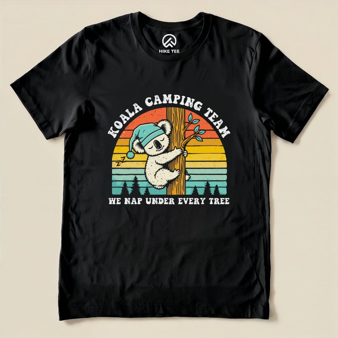 Koala Camping Crew Retro Shirt Hike Tee T-Shirt Black / S
