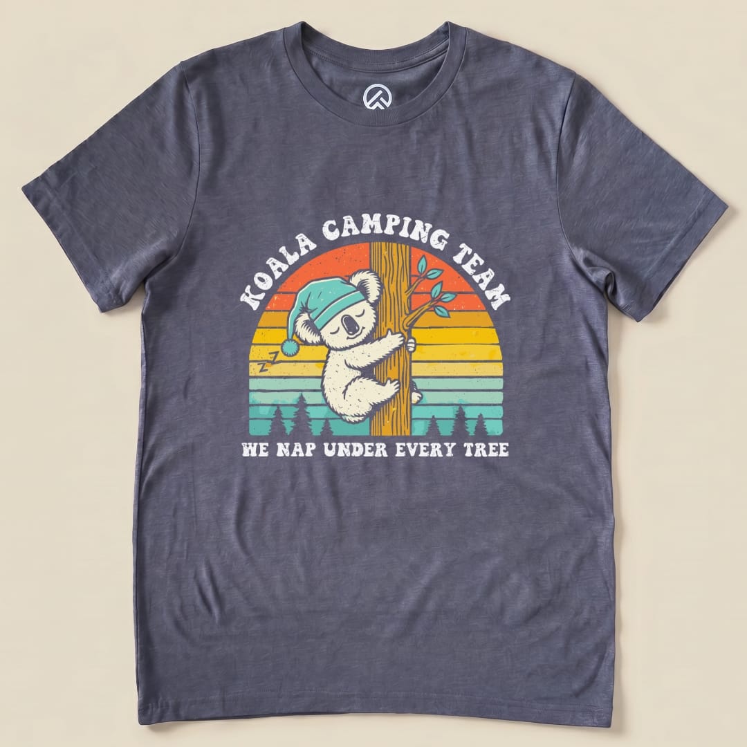 Koala Camping Crew Retro Shirt Hike Tee T-Shirt Heather Navy / S