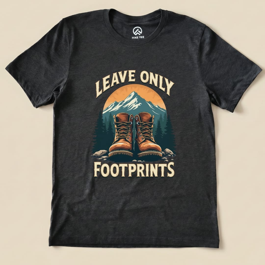 Leave Only Footprints Shirt Hike Tee T-Shirt Dark Grey Heather / S