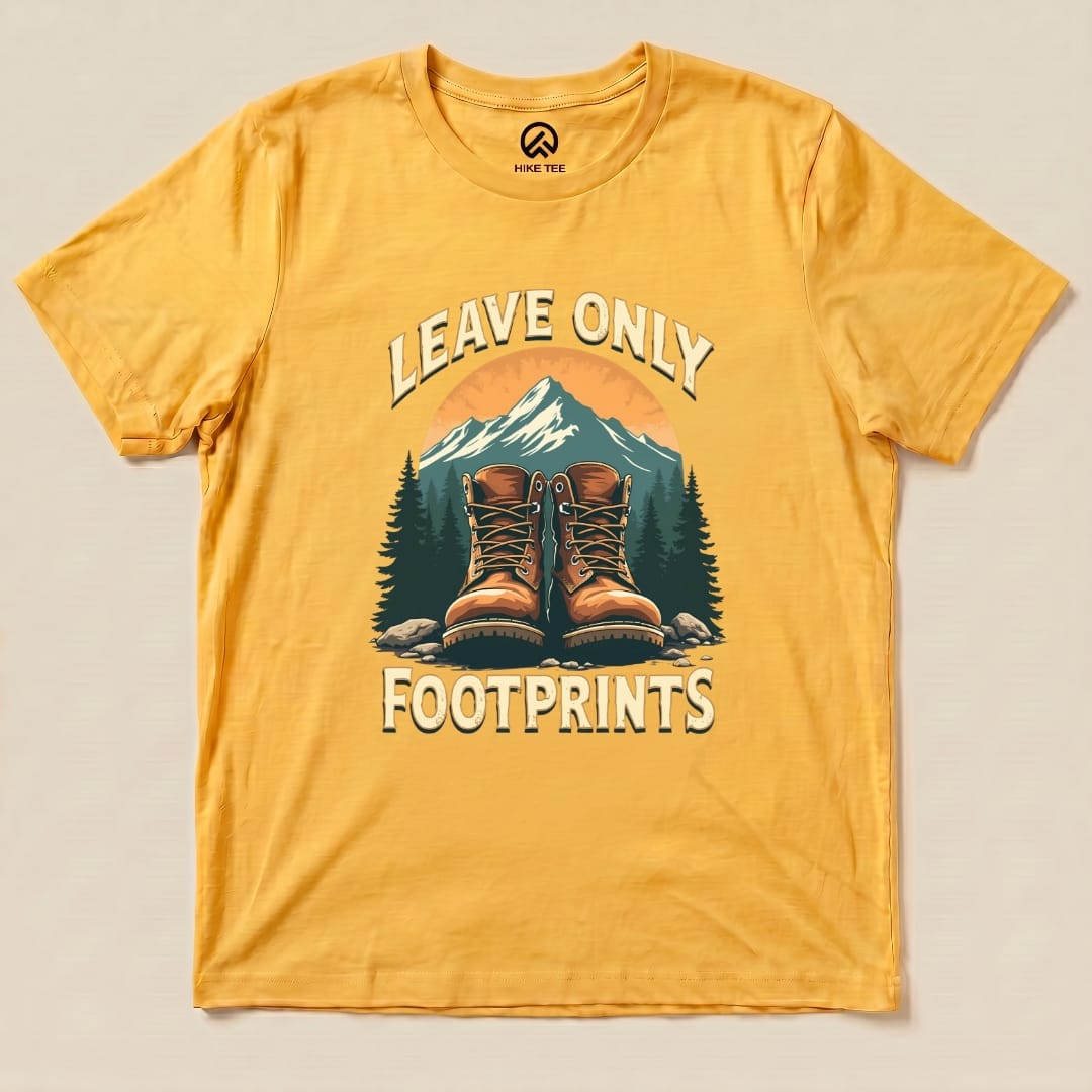 Leave Only Footprints Shirt Hike Tee T-Shirt Gold / S