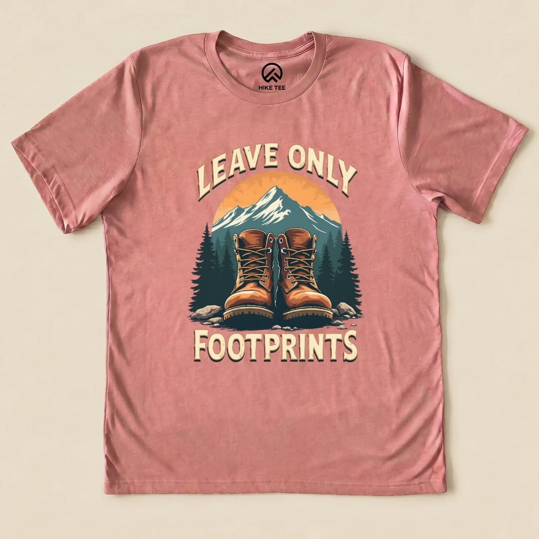 Leave Only Footprints Shirt Hike Tee T-Shirt Heather Mauve / S