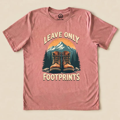 Leave Only Footprints Shirt Hike Tee T-Shirt Heather Mauve / S
