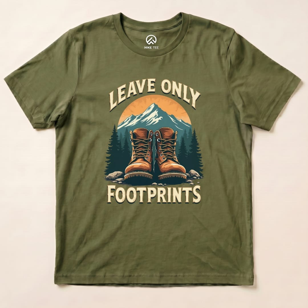 Leave Only Footprints Shirt Hike Tee T-Shirt Military Green / S