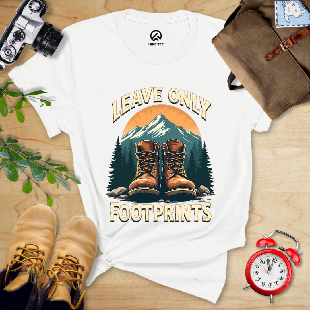 Hike Tee T-Shirt White / S Leave Only Footprints Shirt