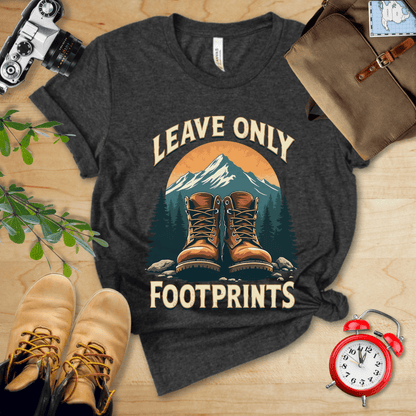 Printify T-Shirt Dark Grey Heather / S Leave Only Footprints