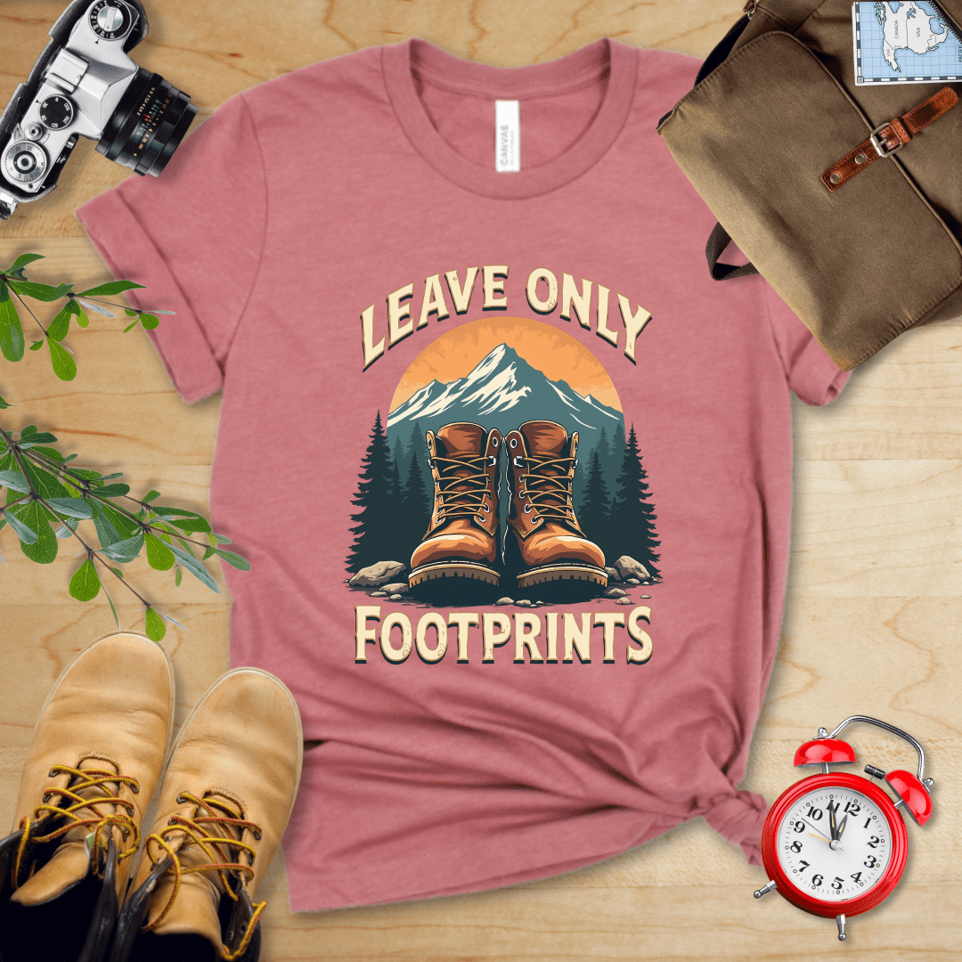 Printify T-Shirt Heather Mauve / S Leave Only Footprints