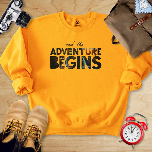 Hike Tee Sweatshirt Gold / S Let's The Adventure Begins Sweatshirt