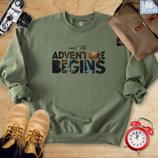 Hike Tee Sweatshirt Military Green / S Let's The Adventure Begins Sweatshirt