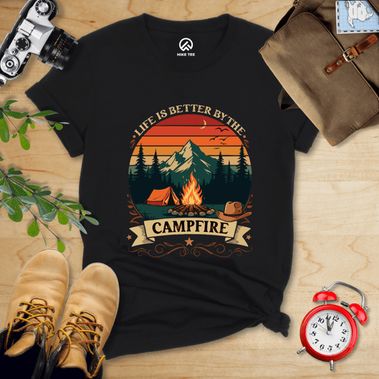 Hike Tee T-Shirt Black / S Life Is Better By The Campfire Shirt