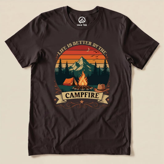 Life Is Better By The Campfire Shirt Hike Tee T-Shirt Brown / S