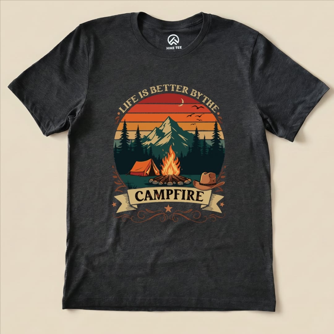 Life Is Better By The Campfire Shirt Hike Tee T-Shirt Dark Grey Heather / S