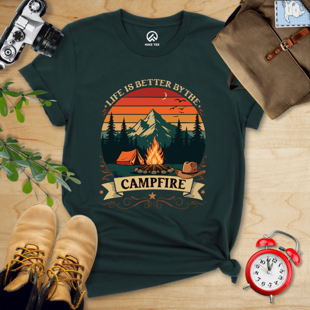 Hike Tee T-Shirt Forest / S Life Is Better By The Campfire Shirt