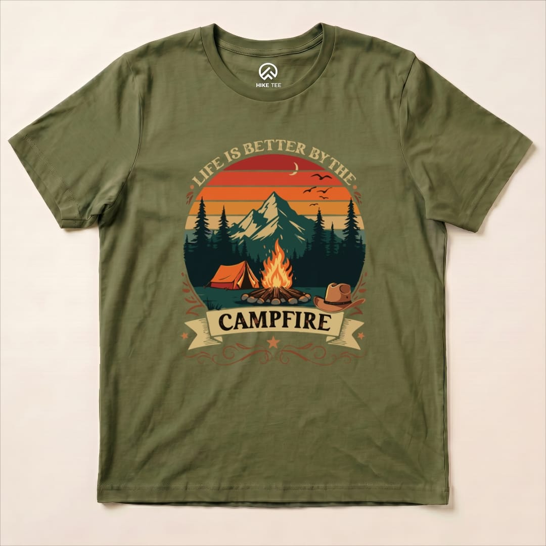 Life Is Better By The Campfire Shirt Hike Tee T-Shirt Military Green / S