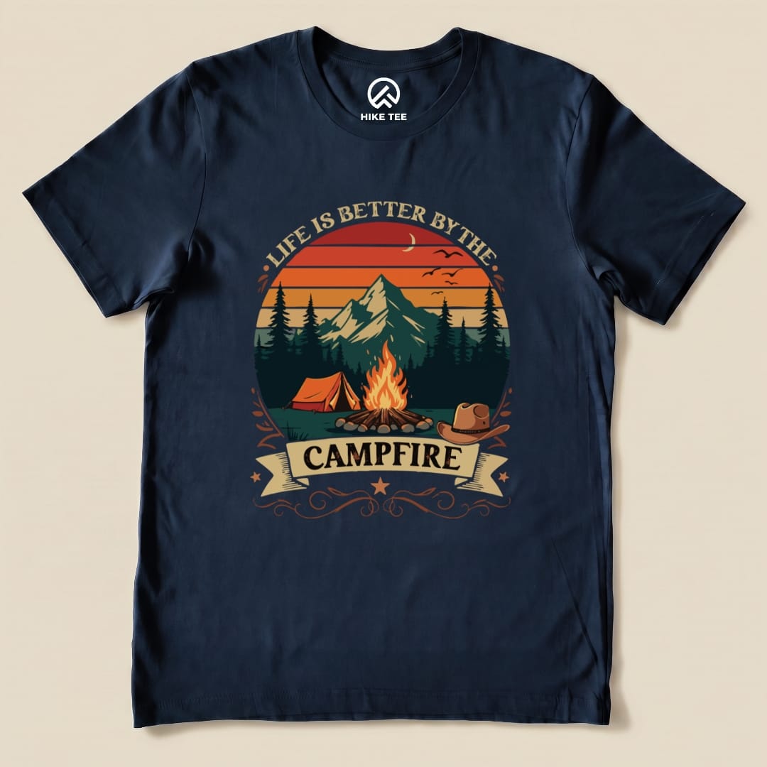 Life Is Better By The Campfire Shirt Hike Tee T-Shirt Navy / S
