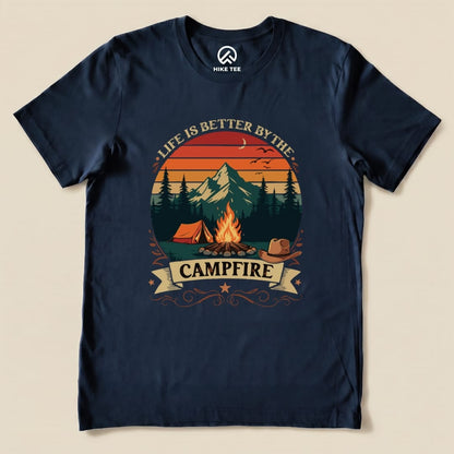 Life Is Better By The Campfire Shirt Hike Tee T-Shirt Navy / S