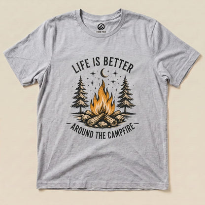 Life is better Campfire Shirt Hike Tee T-Shirt Athletic Heather / S
