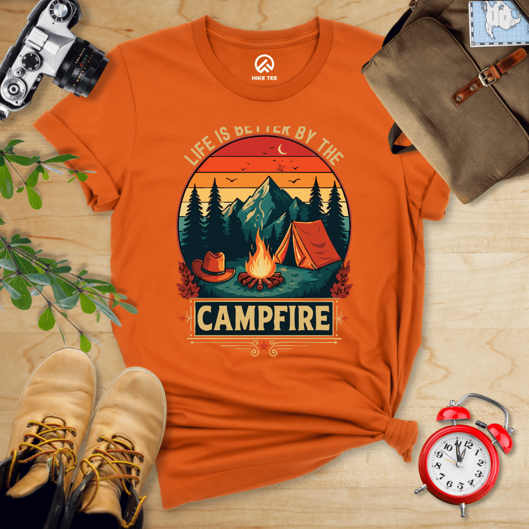 Hike Tee T-Shirt Autumn / S Life Is Better Campfire Shirt