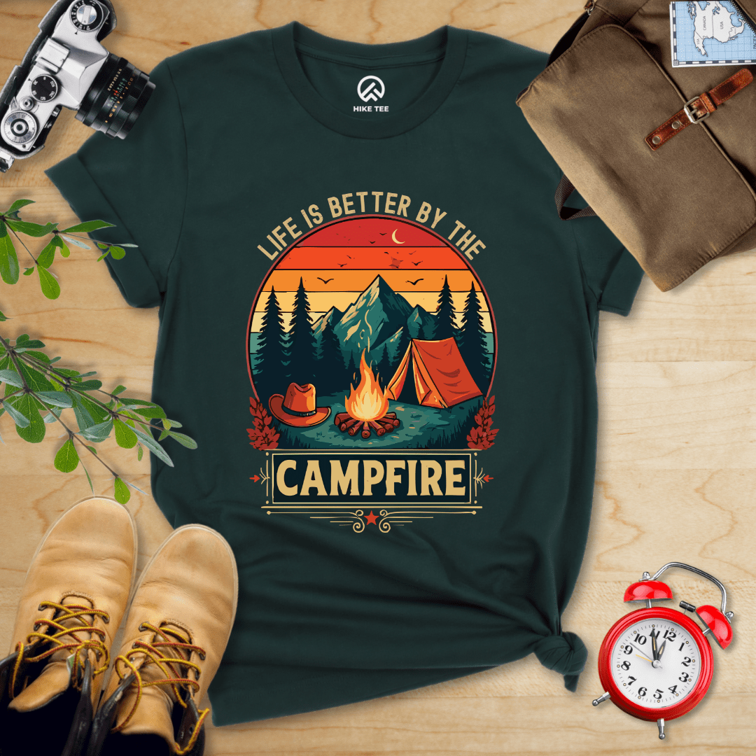 Hike Tee T-Shirt Forest / S Life Is Better Campfire Shirt