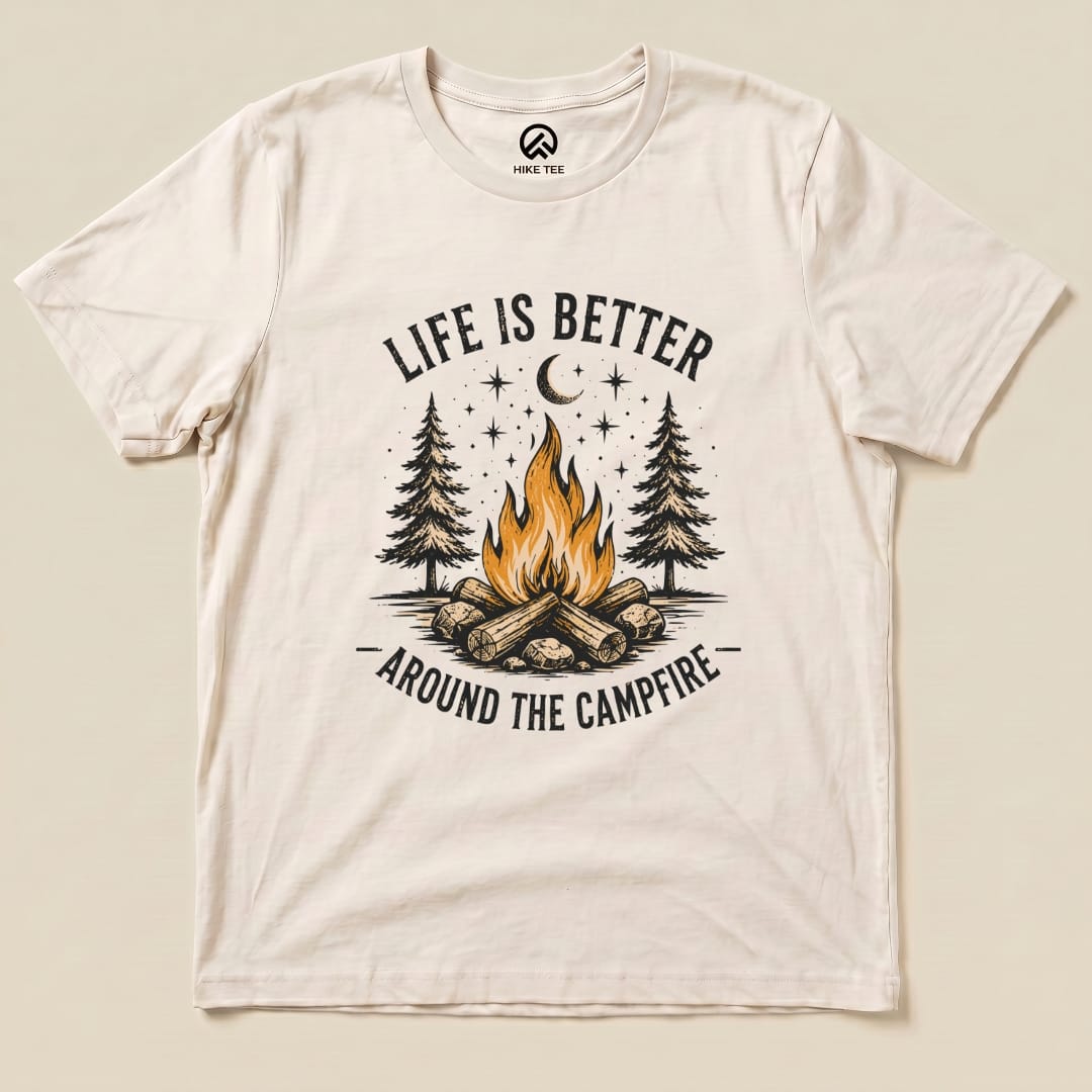 Life is better Campfire Shirt Hike Tee T-Shirt Natural / S