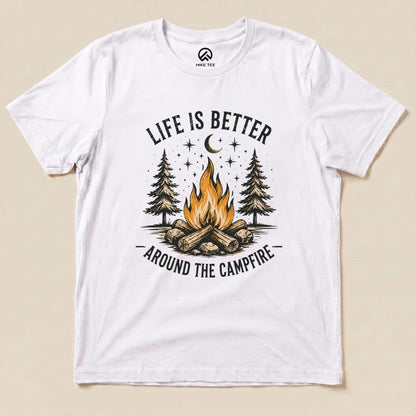 Life is better Campfire Shirt Hike Tee T-Shirt White / S