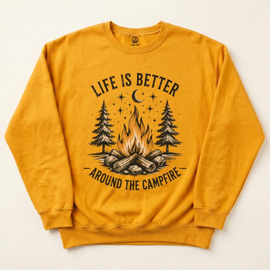 Life Is Better Campfire Sweatshirt in Gold