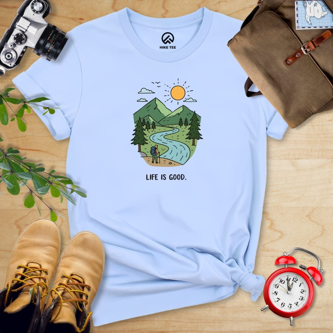 Hike Tee T-Shirt Baby Blue / S Life Is Good Hiking Shirt