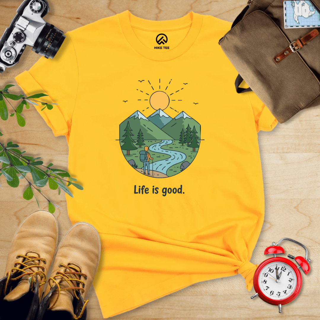 Hike Tee T-Shirt Gold / S Life is Good Hiking Shirt