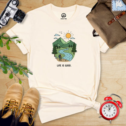 Hike Tee T-Shirt Natural / S Life Is Good Hiking Shirt