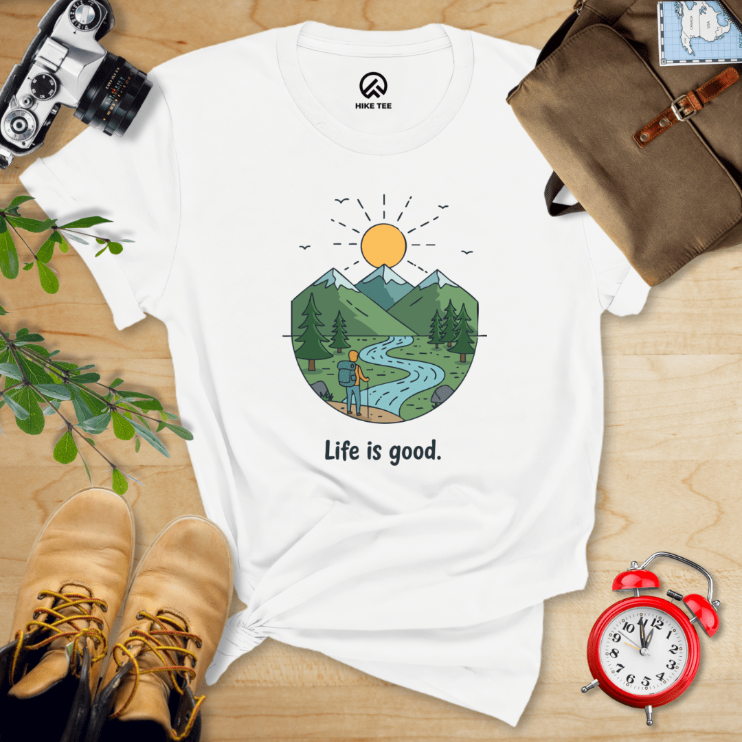 Hike Tee T-Shirt White / S Life is Good Hiking Shirt