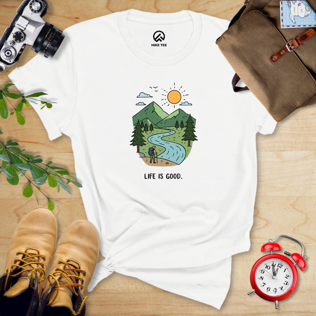 Hike Tee T-Shirt White / S Life Is Good Hiking Shirt
