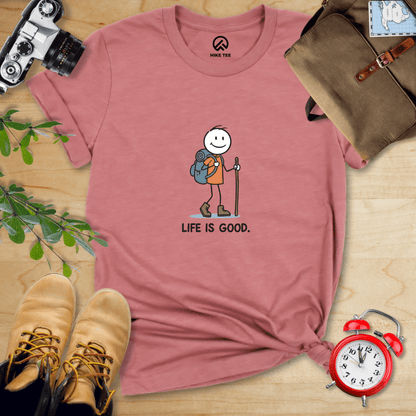 Hike Tee T-Shirt Heather Mauve / S Life is Good Shirt