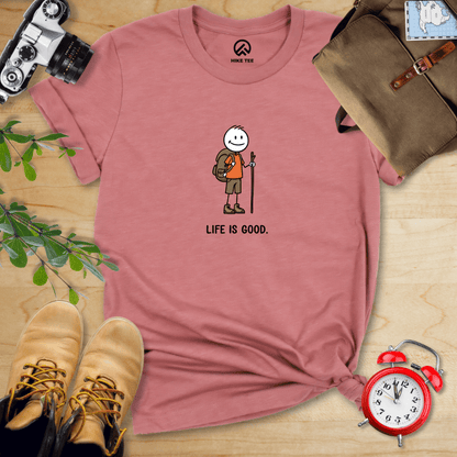 Hike Tee T-Shirt Heather Mauve / S Life Is Good Shirt