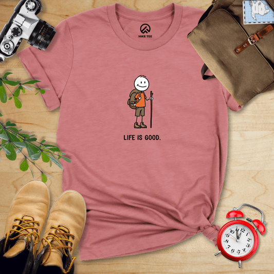Hike Tee T-Shirt Heather Mauve / S Life Is Good Shirt
