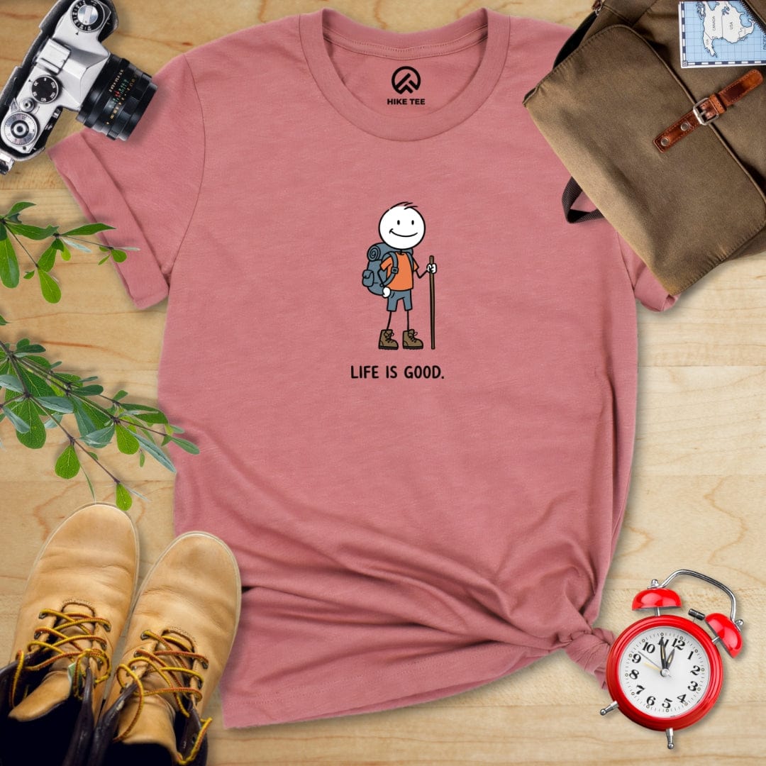Hike Tee T-Shirt Heather Mauve / S Life Is Good Shirt