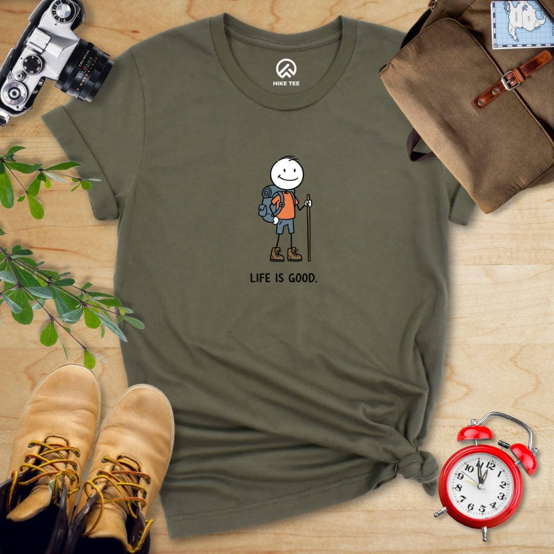 Hike Tee T-Shirt Military Green / S Life Is Good Shirt