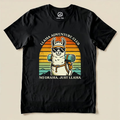 Llama Adventure Club Hiking Shirt Hike Tee T-Shirt Black / S