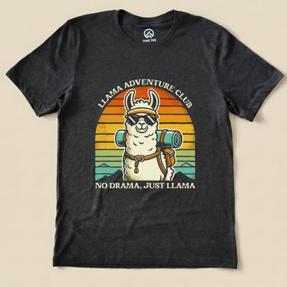 Llama Adventure Club Hiking Shirt Hike Tee T-Shirt Dark Grey Heather / S