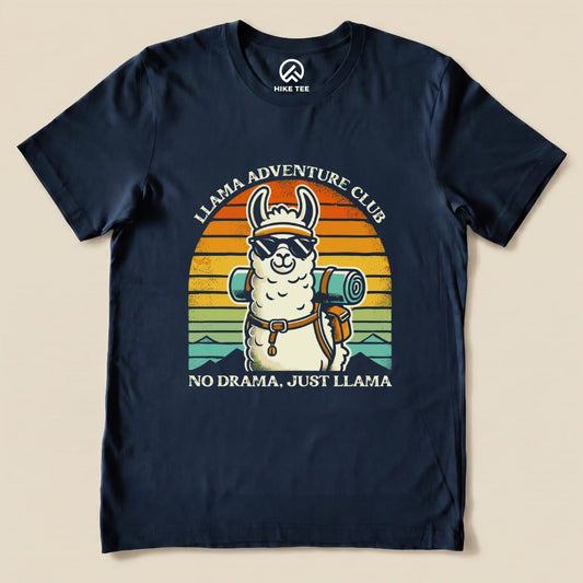 Llama Adventure Club Hiking Shirt Hike Tee T-Shirt Navy / S
