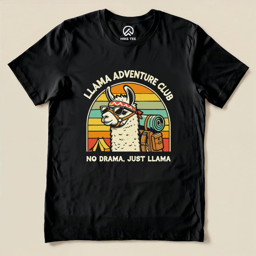 Llama Adventure Club No Drama Shirt Hike Tee T-Shirt Black / S