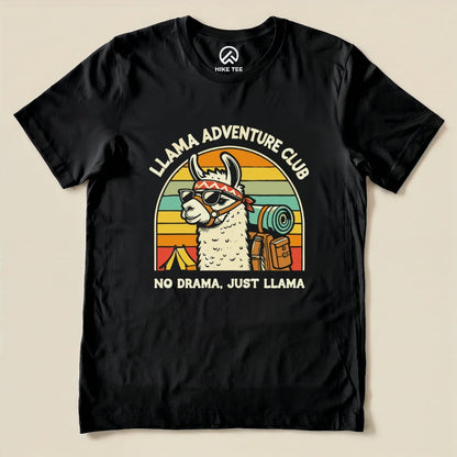 Llama Adventure Club No Drama Shirt Hike Tee T-Shirt Black / S