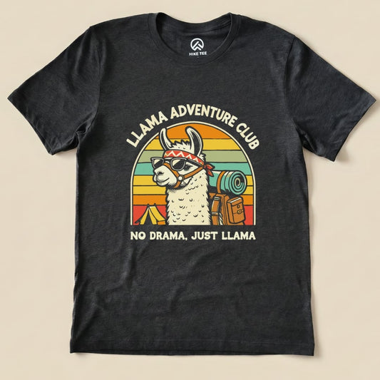 Llama Adventure Club No Drama Shirt Hike Tee T-Shirt Dark Grey Heather / S