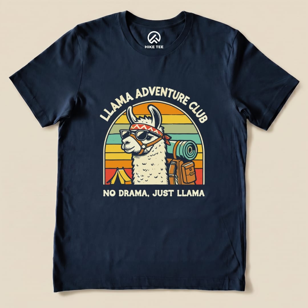 Llama Adventure Club No Drama Shirt Hike Tee T-Shirt Navy / S